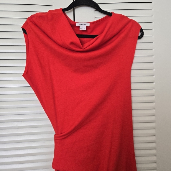 Helmut Lang 100% Wool Asymmetrical Jersey Mini Dress Cowl Bodycon Sheath Size P - Picture 4 of 10